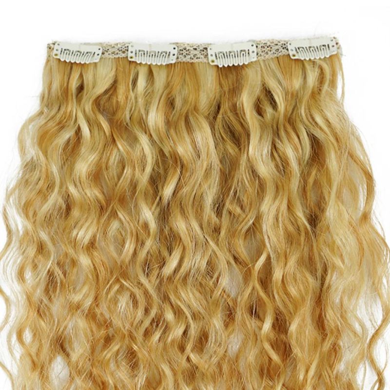 Water Wave Clip in Hair Extensions Machine Made Remy Brazilian Human Hair Head Set Clip in 8/613 27/613 20 Inches