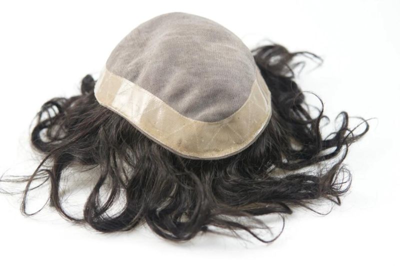 Brazilian Human Hair China Wig Swiss Lace Wig Men Toupee