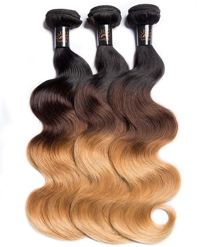 Sunlight Color 1b/4/27 Weave Bundles with Closure Ombre Bundles