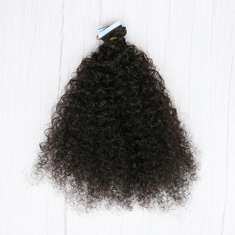 Indian Hair Vendors Wholesale Double Drawn Afro Curly Invisible Tape Hair Extension