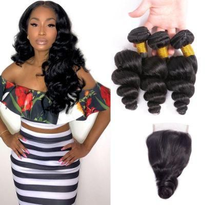 Best Quality Loose Wave with Lace Closure Brazilian Virgin Hair Weave