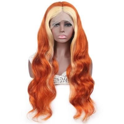 Wholesale 13X4 Lace Front Body Wavy Human Hair Wig #Ginger613