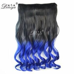 Full Head Ombre Color Wavy Style Synthetic One Piece Clip in Extensions