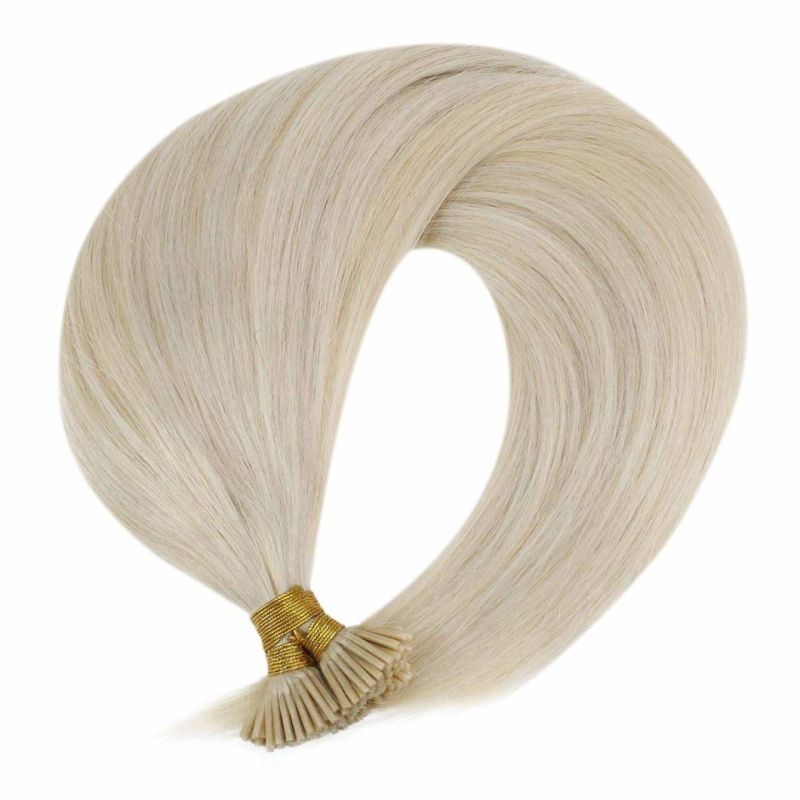 Blonde I Tip Hair Extensions Human Hair, 7A Grade Salon Quality Straight Pre Bonded Thick Human Hair Extensions, 14inch 50g/Pack