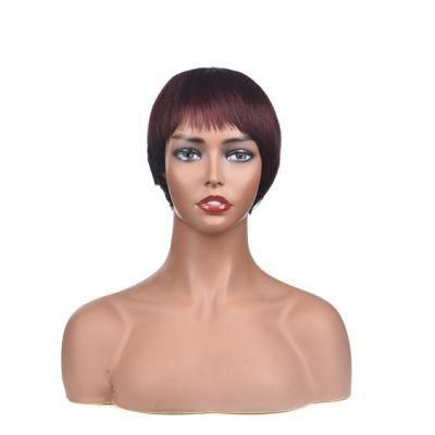 Short Human Hair Wigs for Black Women 1b / 99j Burgundy