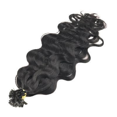 Wholesale Natural Pure Color Brown Water Deep Wavy Indian Hair Flat Tip Hair Extension
