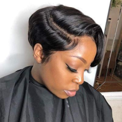 Kbeth Short Human Hair Wigs for Black Women Short Straight Black Ladies Wigs Pixie Cut Machine Made Wigs Wholesale