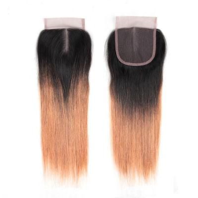 Wholesale 4X4 Lace Frontal Closure Silky Straight Human Hair #1b/30