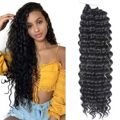 Wholesale Deep Wave Crochet Hair Low temperature Kanekalon Synthetic Hair Extensions Natural Color (7Packs, 1b)