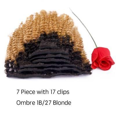 Clip Human Hair Extensions Machine Made Remy Straight Hair #60 Blonde Brown Natural Color Hair 7PCS Brazilian Hair