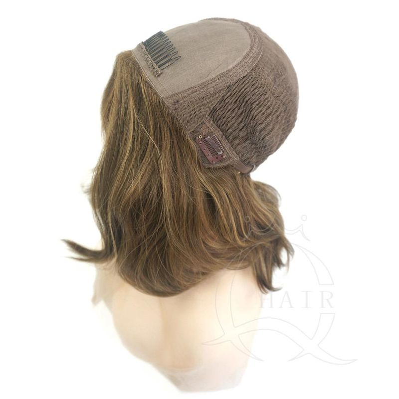 Brown Color Add Highlight Color Silk Top Kosher Wig Jewish Wig Customized Lace Top Wig