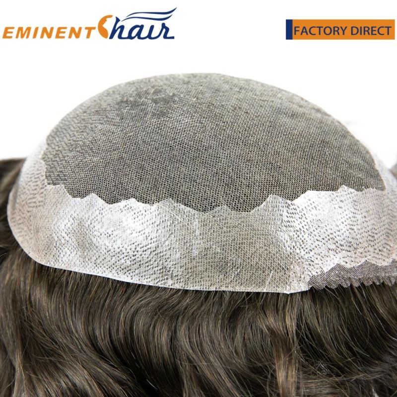 Factory Direct French Lace with PU Coated and Fine Welded Mono #0.12 Front Men′s Toupee