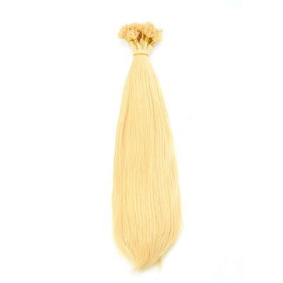 Blond and Straight Keratin Nail Tip Hair Extensions for Women