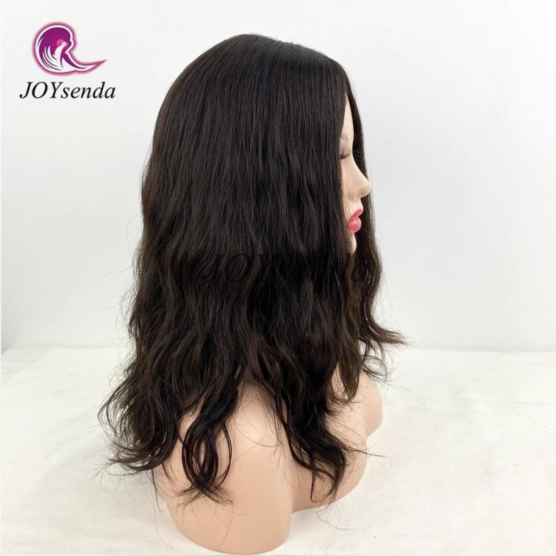 High Quality Natural Wavy Dark Brown Color Silk Base Top European Hair Kosher Wigs/Jewish Wig/Sheitle Wigs