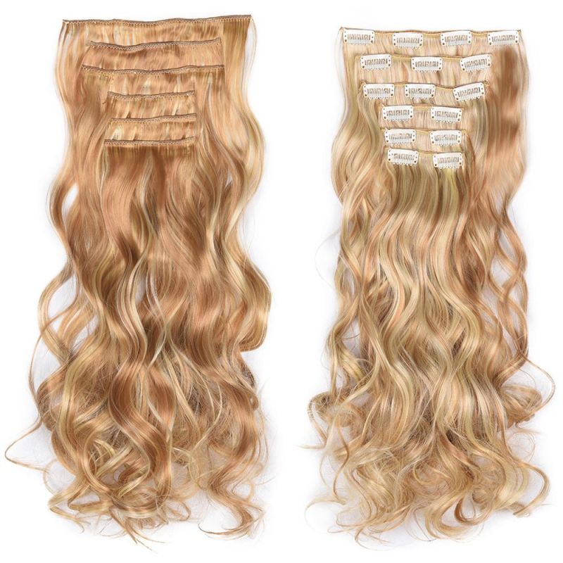 6PCS/Set 16 Clips in Hair Extension Natural Wavy Synthetic Heat Resistant Fiber Hairpieces