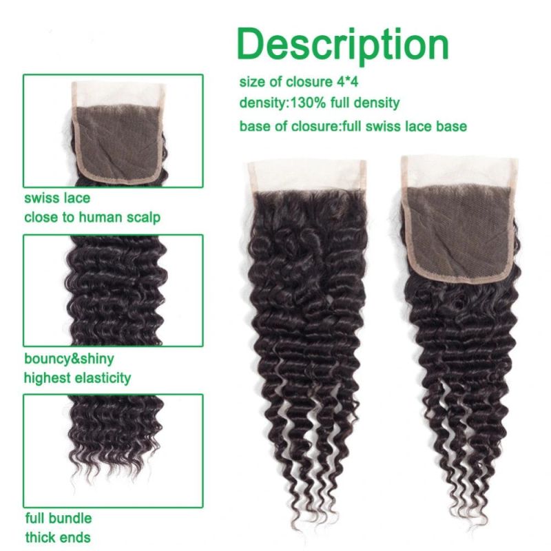 Alinybeauty Wholesale Virgin Human Hair 3 Bundles with Lace Closure