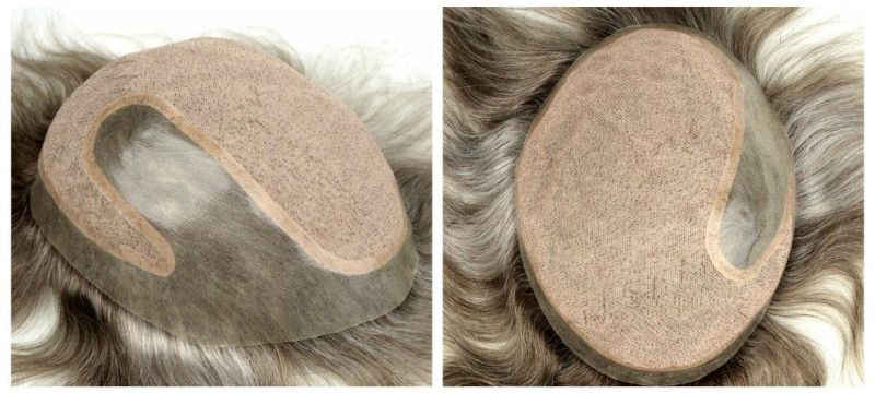 Human Hair Silk Top Men′s Wig