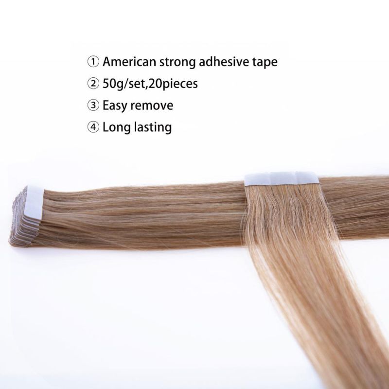 Hair for Fashion Women Tape in Human Hair Extensions #27 Honey Blonde 100% Remy Silky Straight 40 PCS/Package (22Inch 100g)