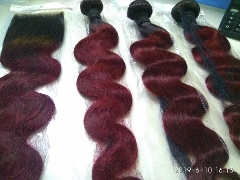 Red Ombre Color 99j Brazilian Human Hair Bundles