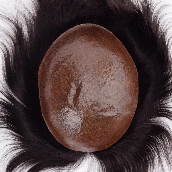 European Hair Dark Brown Thin Skin Hairpiece for Men