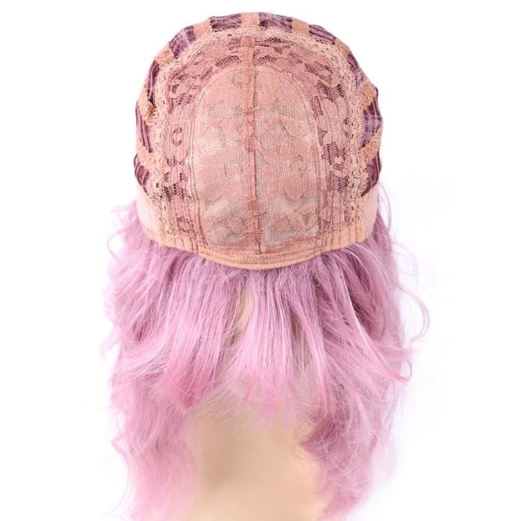 Wholesale Synthetic Fiber Ombre Pink Short Bob Wig with Bangs