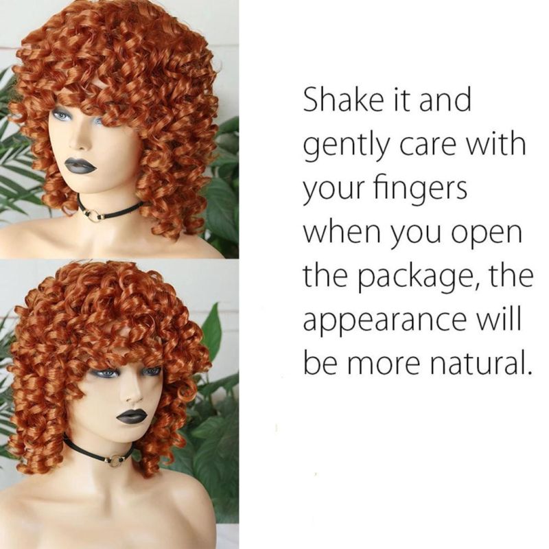 Afro Kinky Curly Wig with Bangs Brazilian Human Hair Wigs for Africa America Black Women
