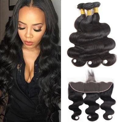 Brazilian Virgin Hair Body Wave with 13*4 Ear to Ear Lace Closure Natual Color