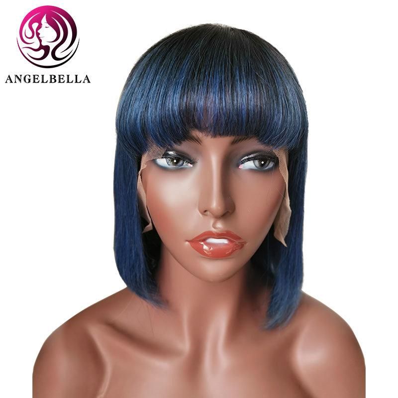 Angelbella 13*4 Frontal Wig Glueless Cheap Remy African American Human Hair Bob Wigs