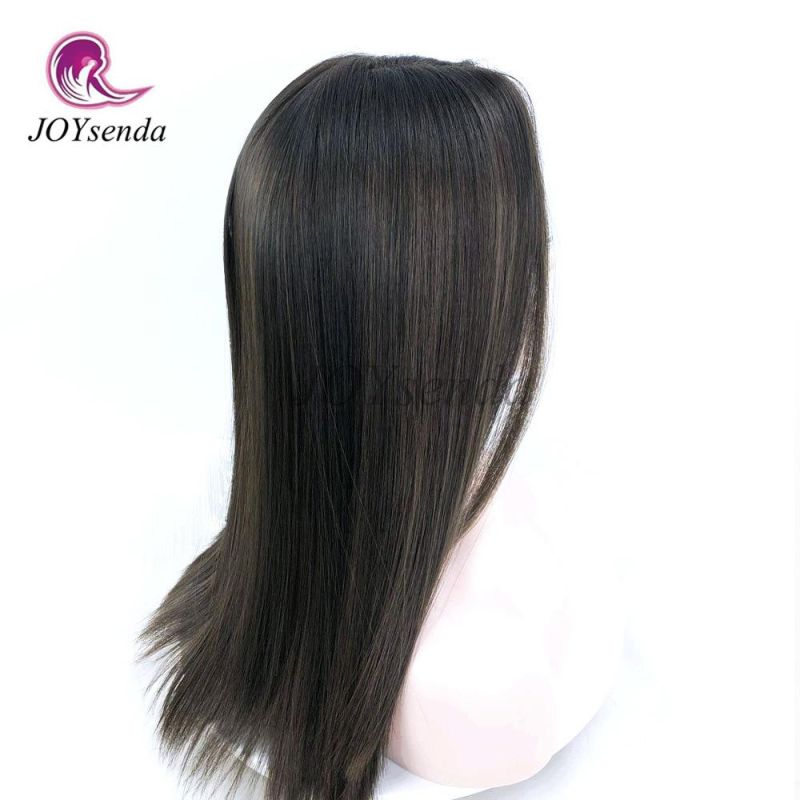 Dark Brown Highlights Color European Hair 4*4 Silk Base Top Jewish Wig Kosher Wigs China Wig Supplier