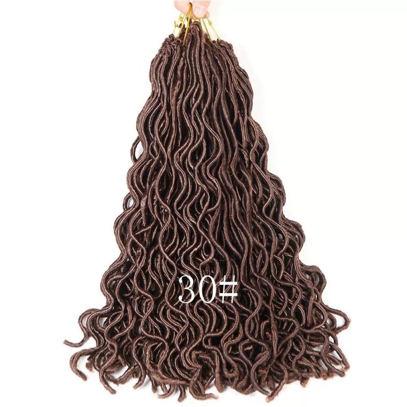 18inch 24 Strands Wholesale Wavy Faux Locs Braids Hair Crochet Goddess Curly Chinese Dreadlocks Hair Extensions