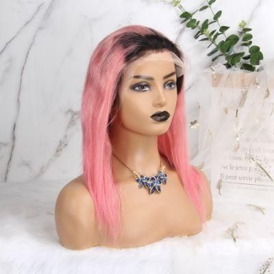 Peruvian Water Wave 13X4 Frontal Short Remy Human Hair Curly Wavy Bob Closure Lace Wig Natural Color
