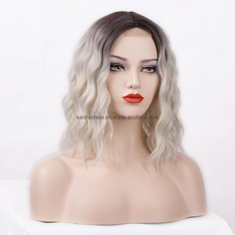 Wholesale 14 Inch Blond Wavy Hair Wig Synthetic Hair Wig with Lace Front