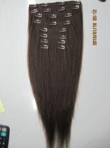 Natural Human Hair Clips in Hair Extension, Hair Weft