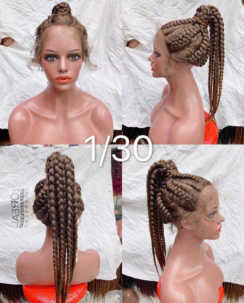 Fast Selling Lace Frontal Wig Party and Cosply Hair Synthetic 8 Braids Hair Wig