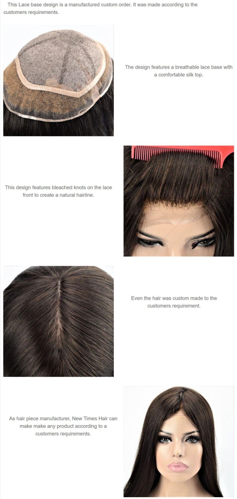 Custom Silk Top and Lace Base Women′s Hair Replacement System