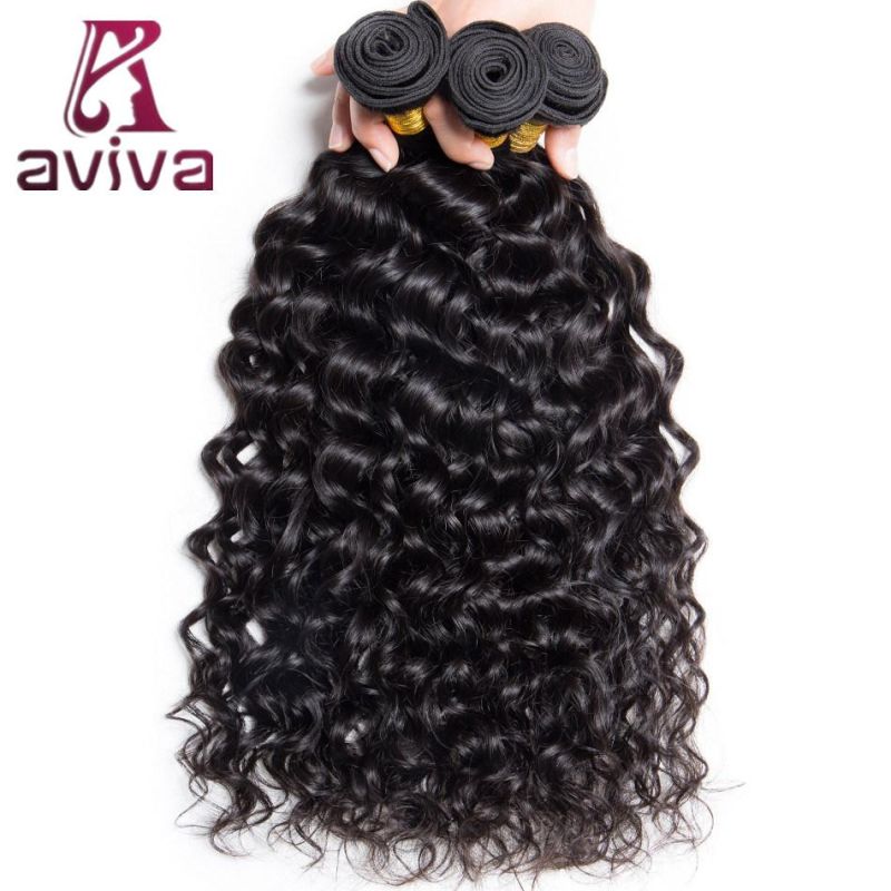 Peruvian Water Curly Virgin Hair Double Weft Human Hair Extension Natural Black