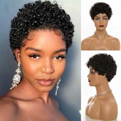 Black Color Pixie Cut Wigs Short Hair Wig Heat Resistant Fiber Synthetic for Black Women