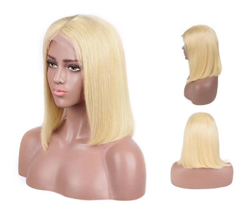 Blonde Color Natural Virgig Brazilian Human Hair Lace Bob Wig