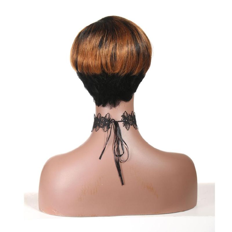 Short Human Hair Wigs for Black Women Straight 1b/30 Color