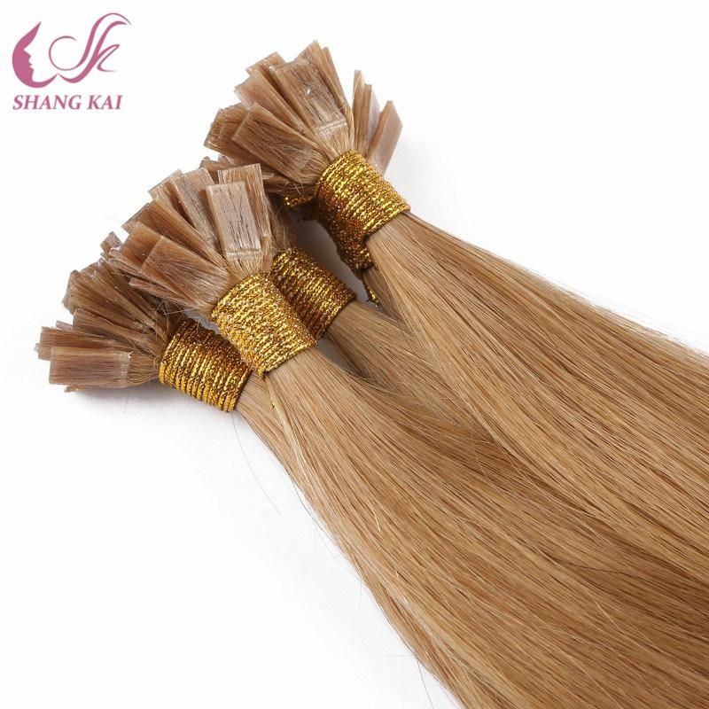 China Human Hair Raw Indian Hair Honey Blonde Pre Bonded Keratin Flat Tip Virgin Hair Bundles