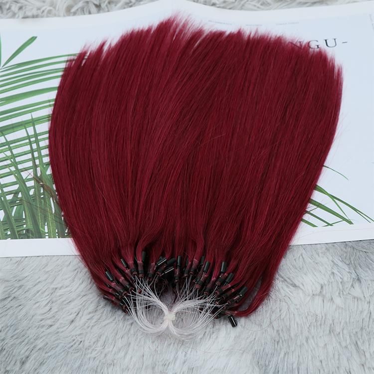 Wholesale Peruvian Human Hair Red Color Micro Loop Hair Extensions