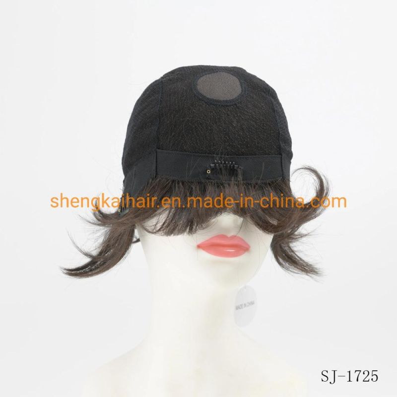 Wholesale Premium Quality Full Handtied Human Hair Synthetic Hair Mix Natural Looking Short Curly Hair Wigs 538