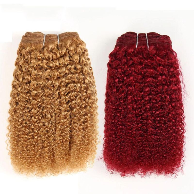 Afrox Kinky Weave Curly Hair Ombre Mongolian Brazilian Human Hair Weave Bundles Deal #27 #30 1b# Red# Remy Hair Extension