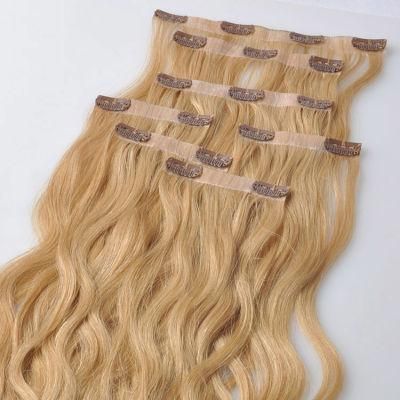 Qingdao Hair Factory Remy Human Hair PU Clip in Hair Extensions.