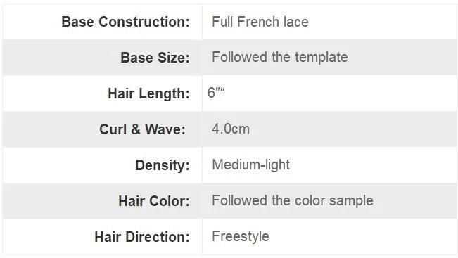 Men′s Full French Lace Toupee Wig - with Bleached Knots