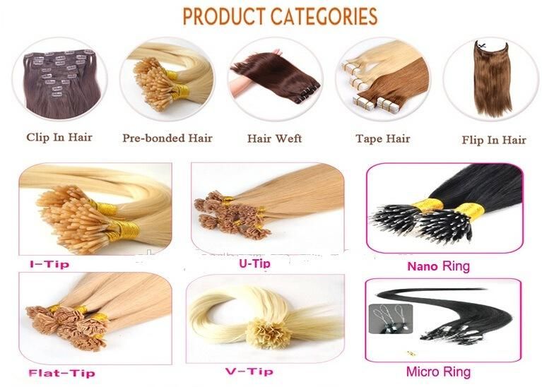 Factory Wholesale Remy Human Hair Prebonding Hair Extension Itip/Utip/Vtip/Flat Tip/Nano Ring Hair Extensions