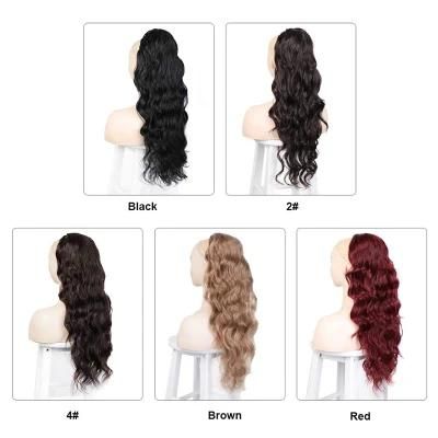 Long Wavy Ponytail Clip in Hairpiece Elastic Band Synthetic Body Wave Ponytail Hair Extension