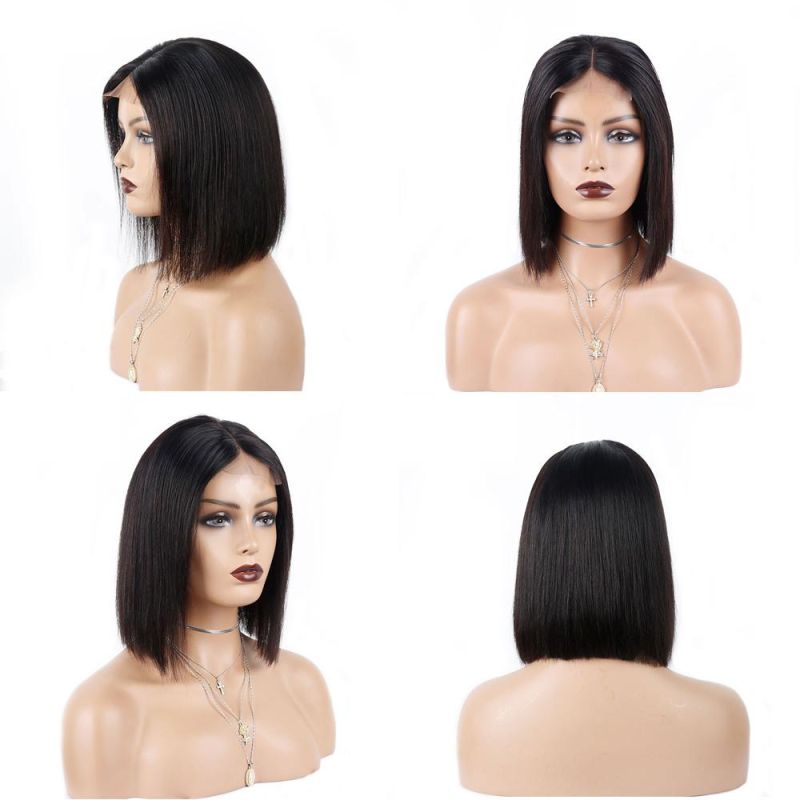 Wholesale Short Straight Bob Hair Wigs 4X4 Lace Front Bob Hair Wigs 150 Density Brazilian Virgin Human Hair Wigs 8inch