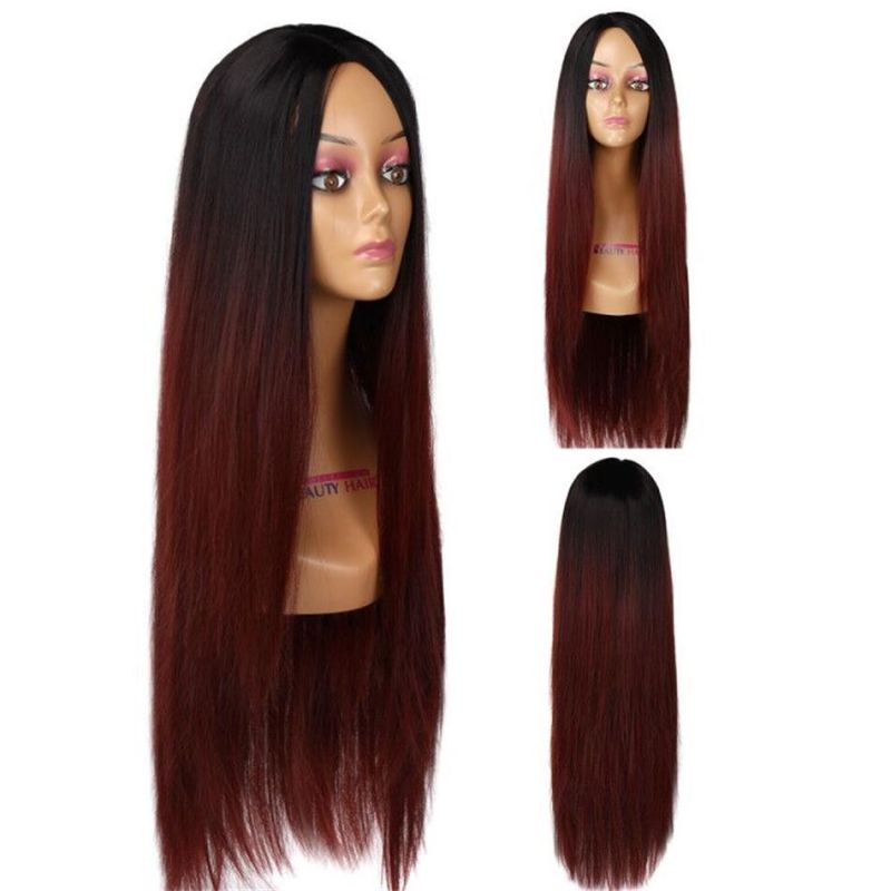 Long Straight Wig Synthetic Natural Looking Hair 28′ ′ 265g Machine Made Cosplay Party Daily Use