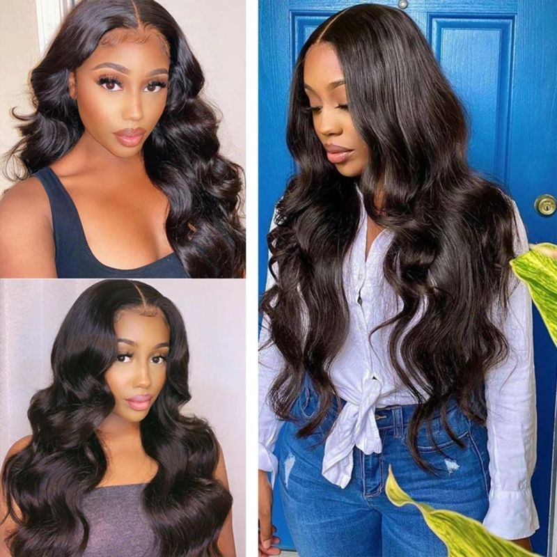 Body Wave 13X4 Lace Front Human Hair Wigs Loose Glueless Frontal Brazilian Virgin Hair 150% Density Nature Color for Black Women 30 Inches